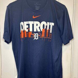Detroit Tigers Nike Jersey Mens Large Mlb Baseball Blue Dri-Fit